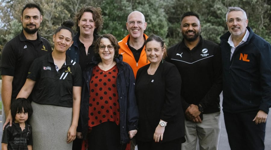 Stephen West OUAFC Chair, Natasha West Club Secretary, Dutch Embassey Rep Martje, President of NZ Dr Football Johanna Wood, General Secretary of Netherlands FA Gijs De Jong, General Manager NZ Football Paula Hansen, Inclusion and Diversity Manager Hussin 